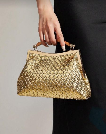 Gold Crochet Knitted Handbag